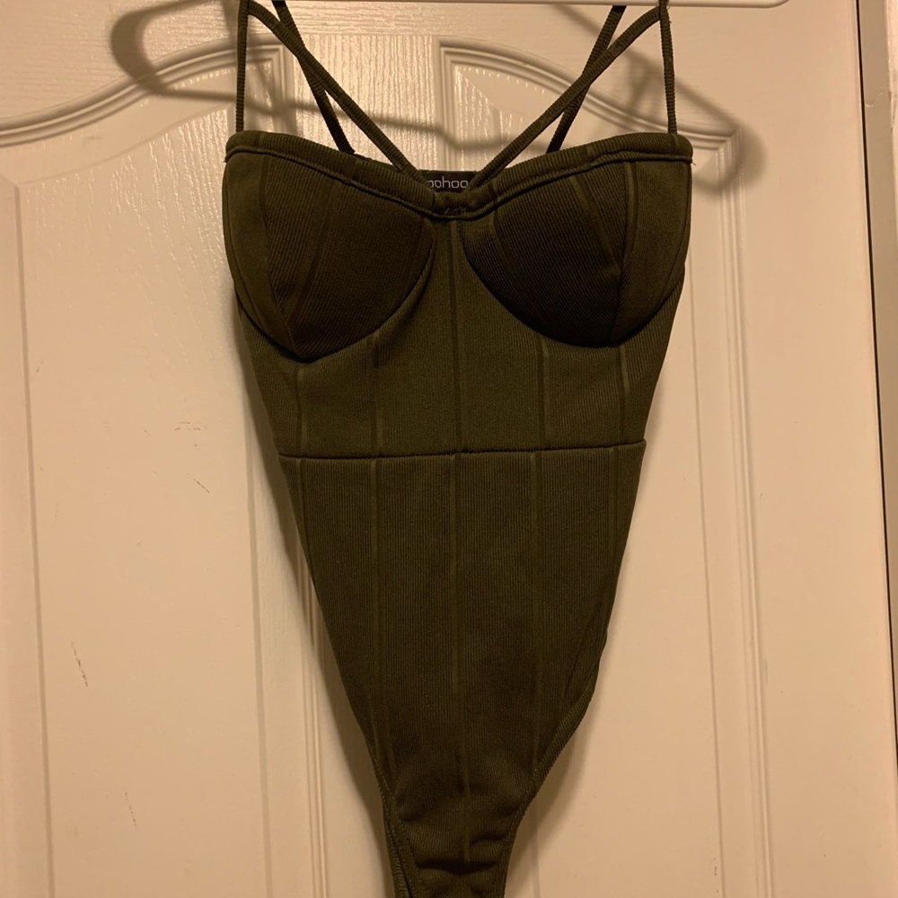 Army green boohoo bodysuit